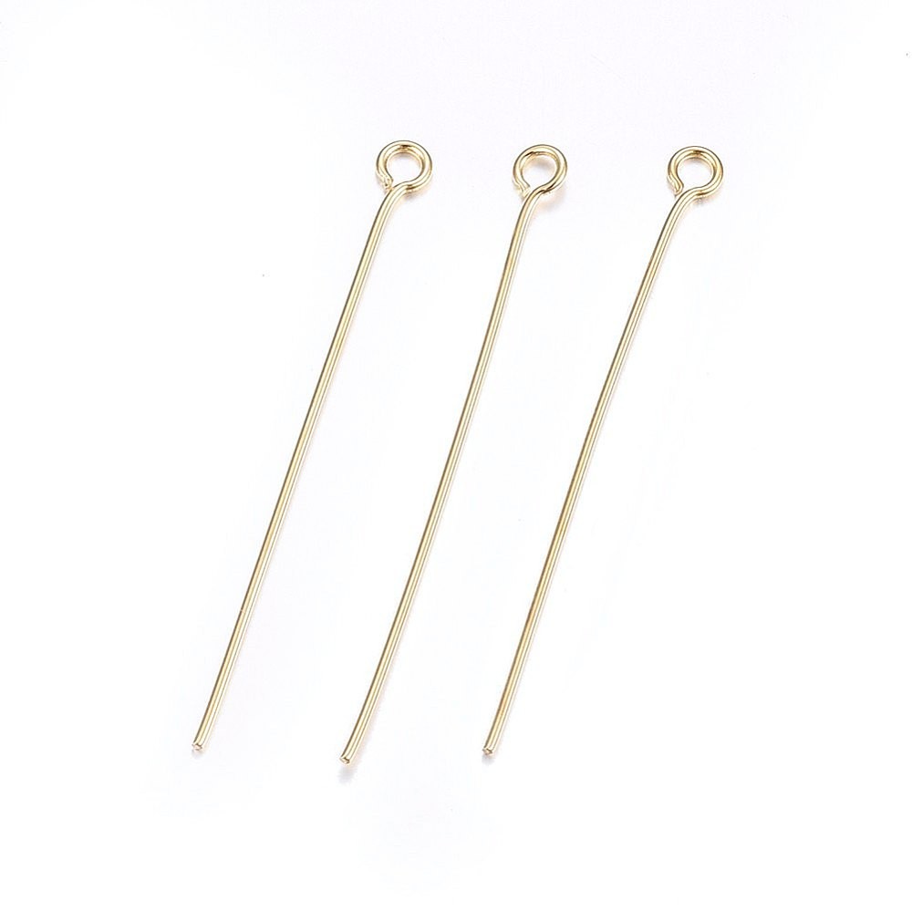 500pcs Gold Stainless Steel Eye Pins 40mm Long for Beaded Earring Jewelry Making