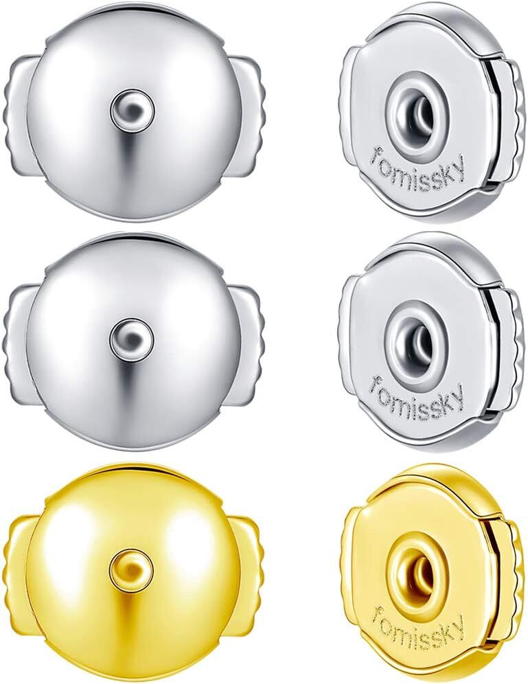 Fomissky Secure Earring Backs for Studs, 3 Pairs Spring Locking Earring Backs…