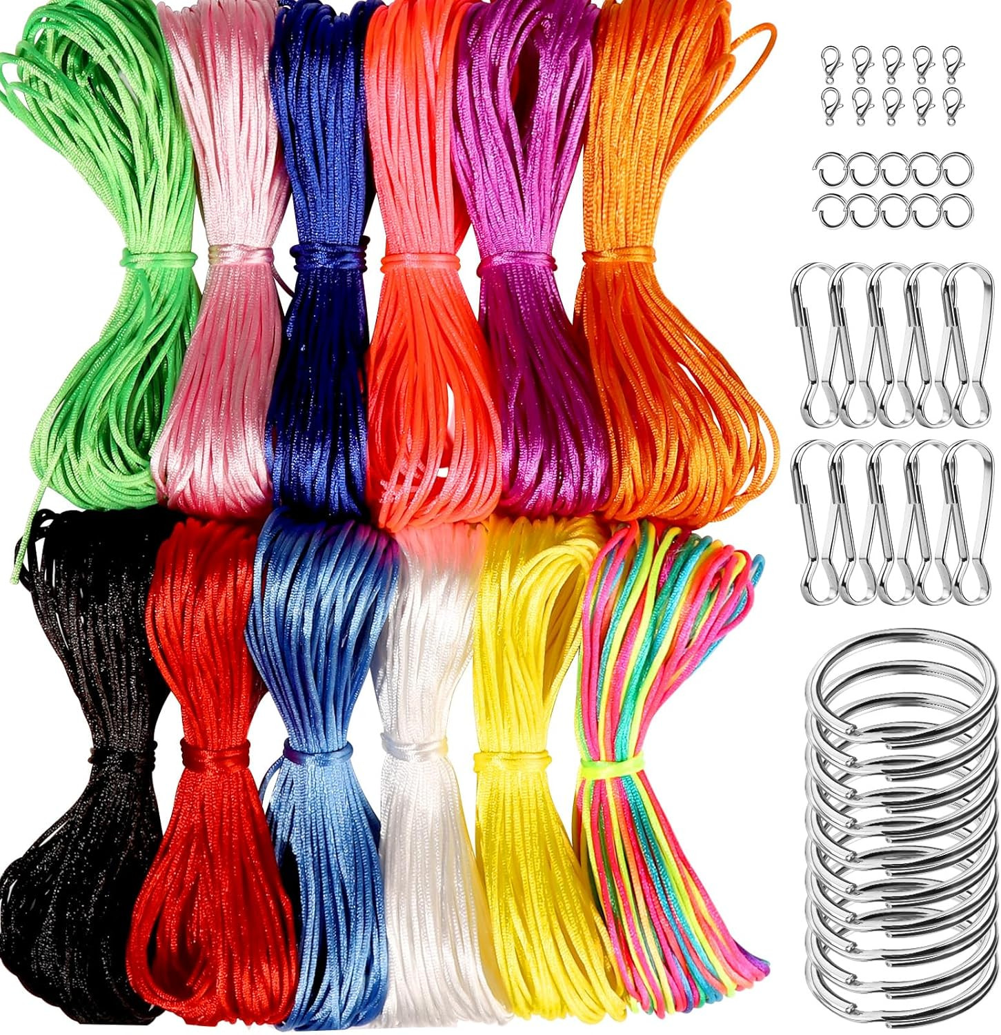 FDNDAMEI 12 Colors Nylon String for Bracelets, Waxed String for Bracelet