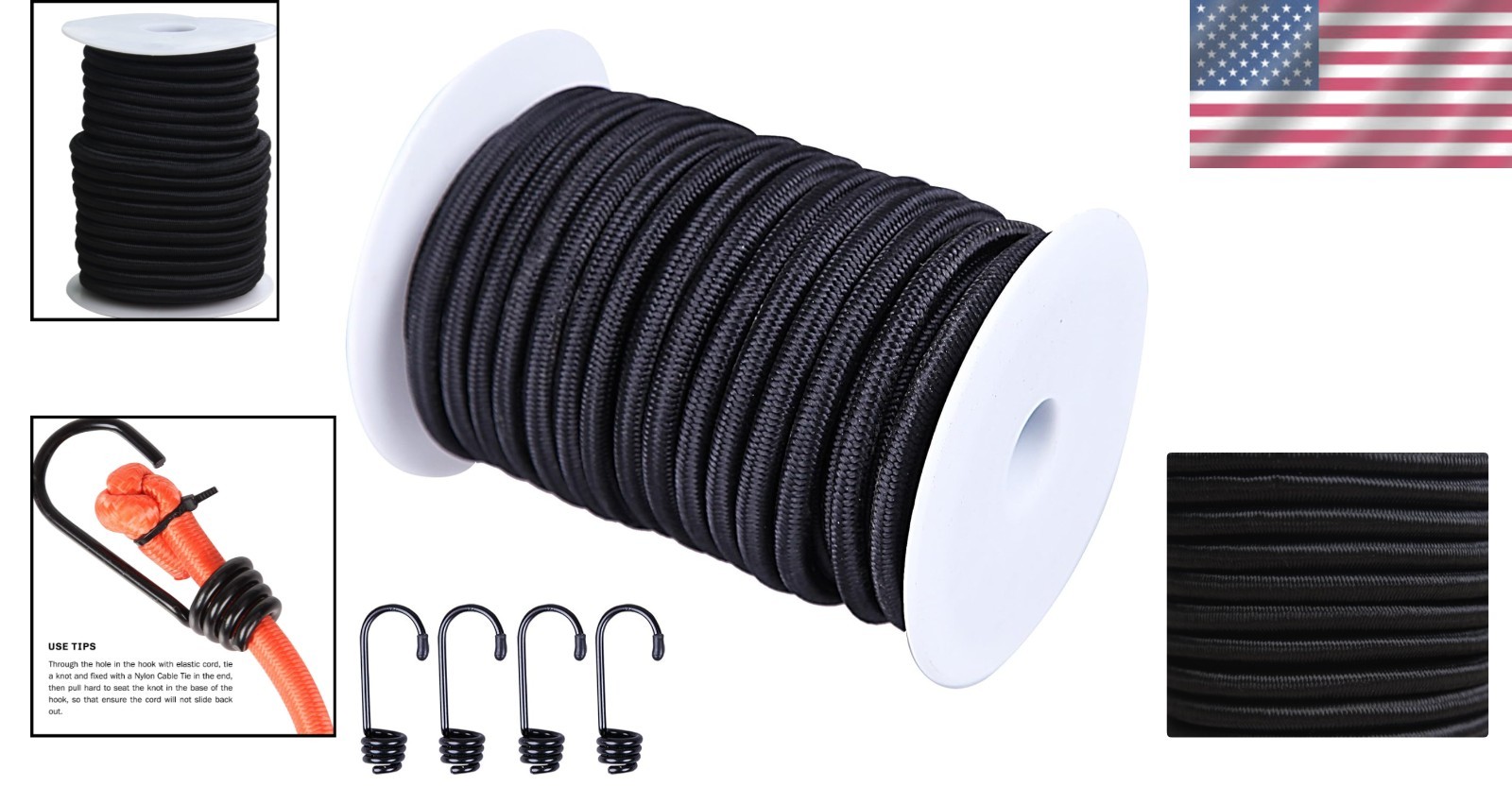 1/4″ Marine Grade Elastic Bungee Cord 50ft – 40kg Load for Versatile Crafting