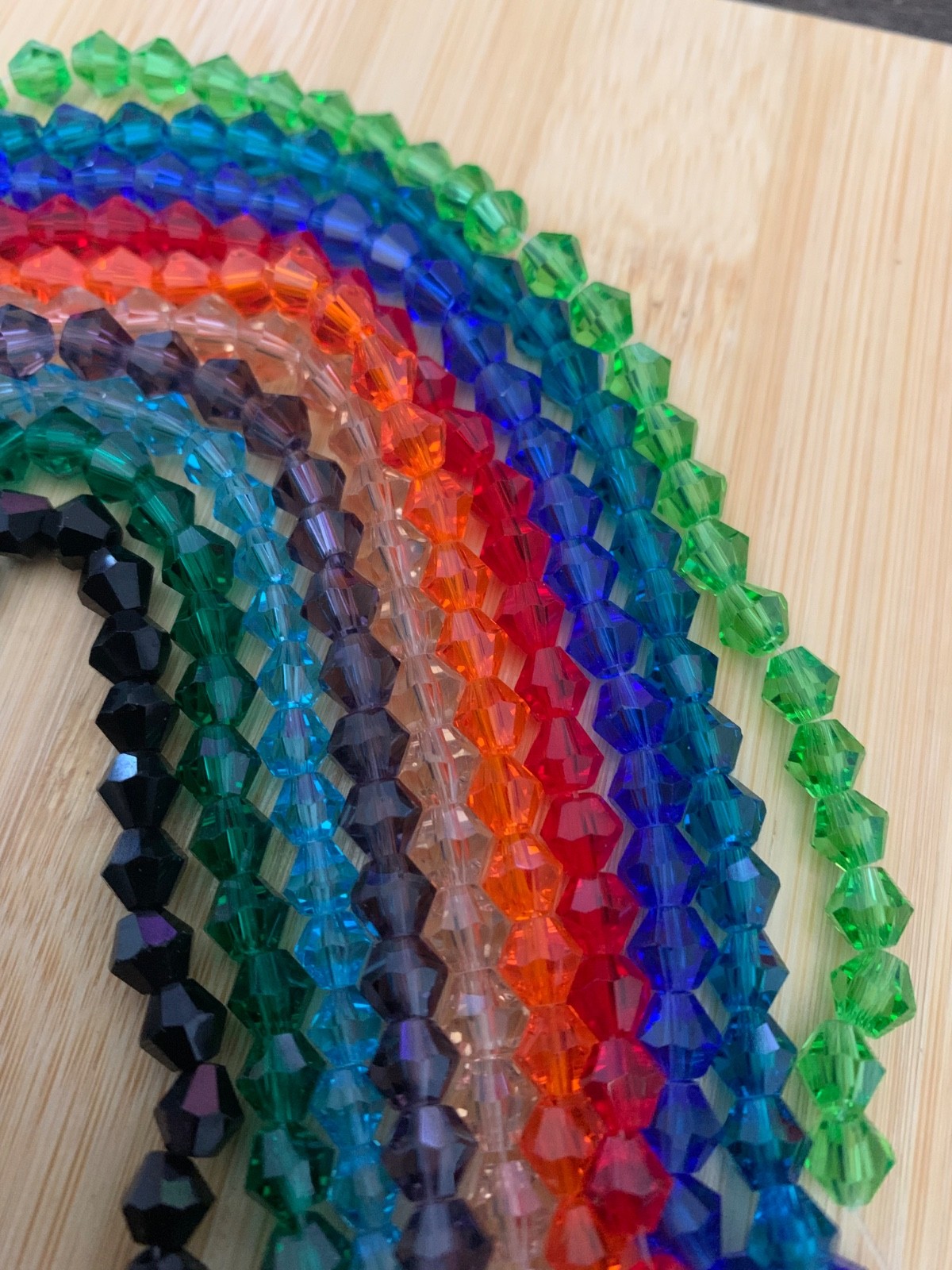 LOT of 10 FULL 15-inch Strands of 6mm Crystal Glass Bicone Beads