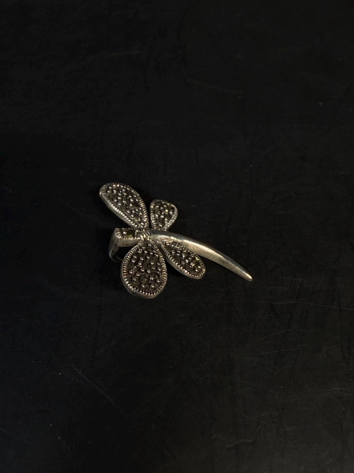 Sterling Silver Marcasite Dragonfly Pendant 925