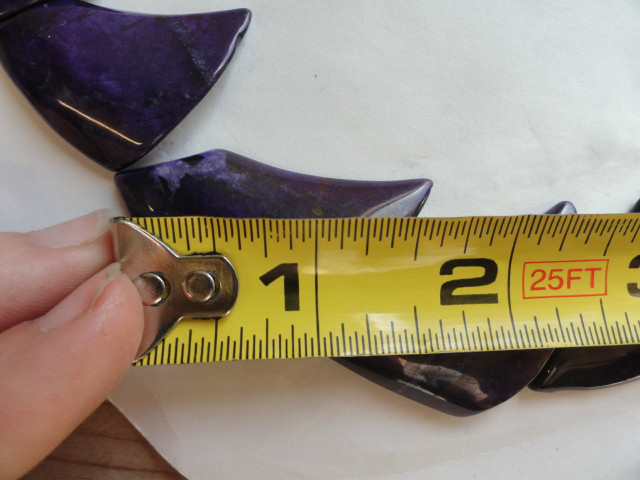 Dyed Purple howlite fan beads Sabertooth style (1 full sets) Funky shape