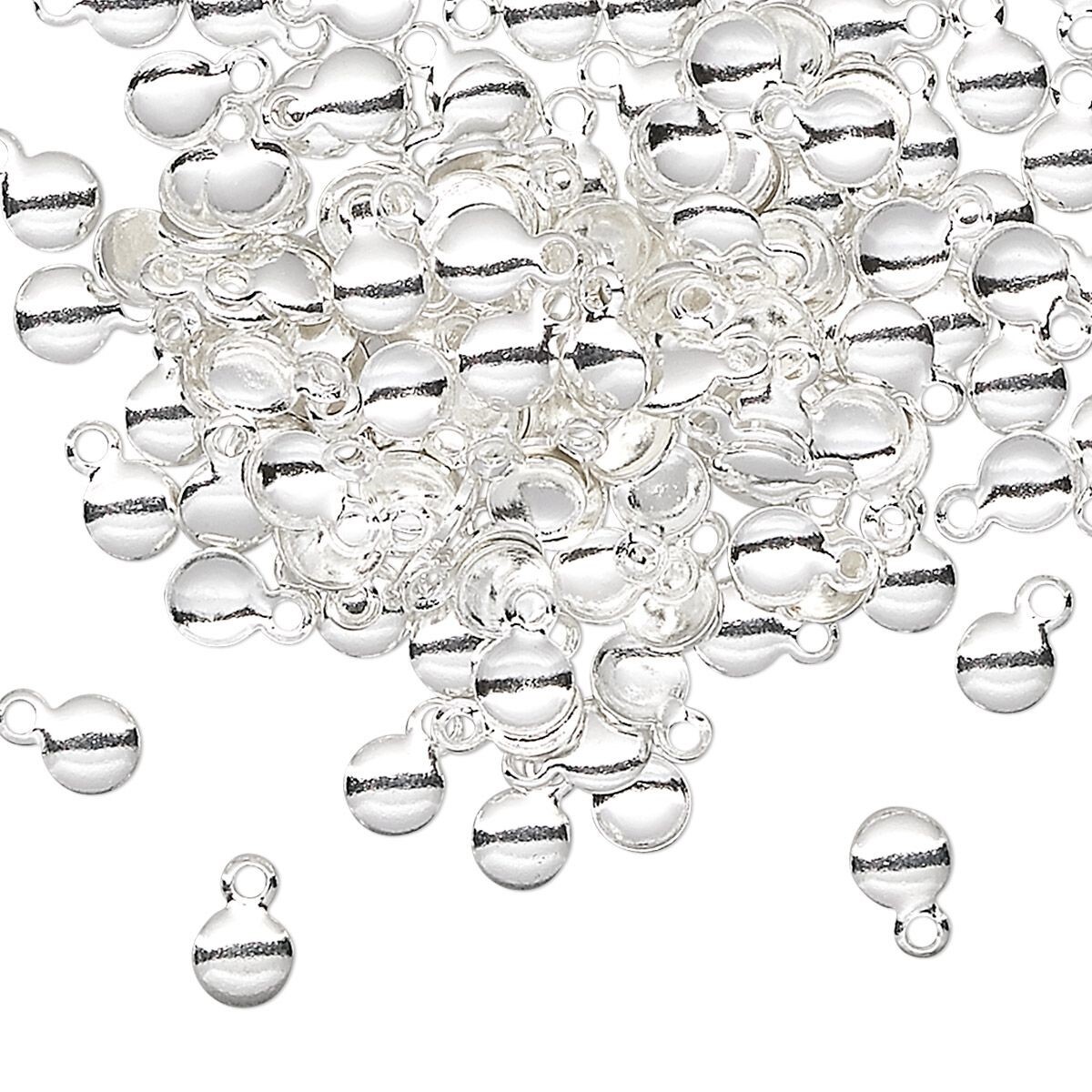 144 Silver Plated Brass Small 6x4mm Round Drop Charms