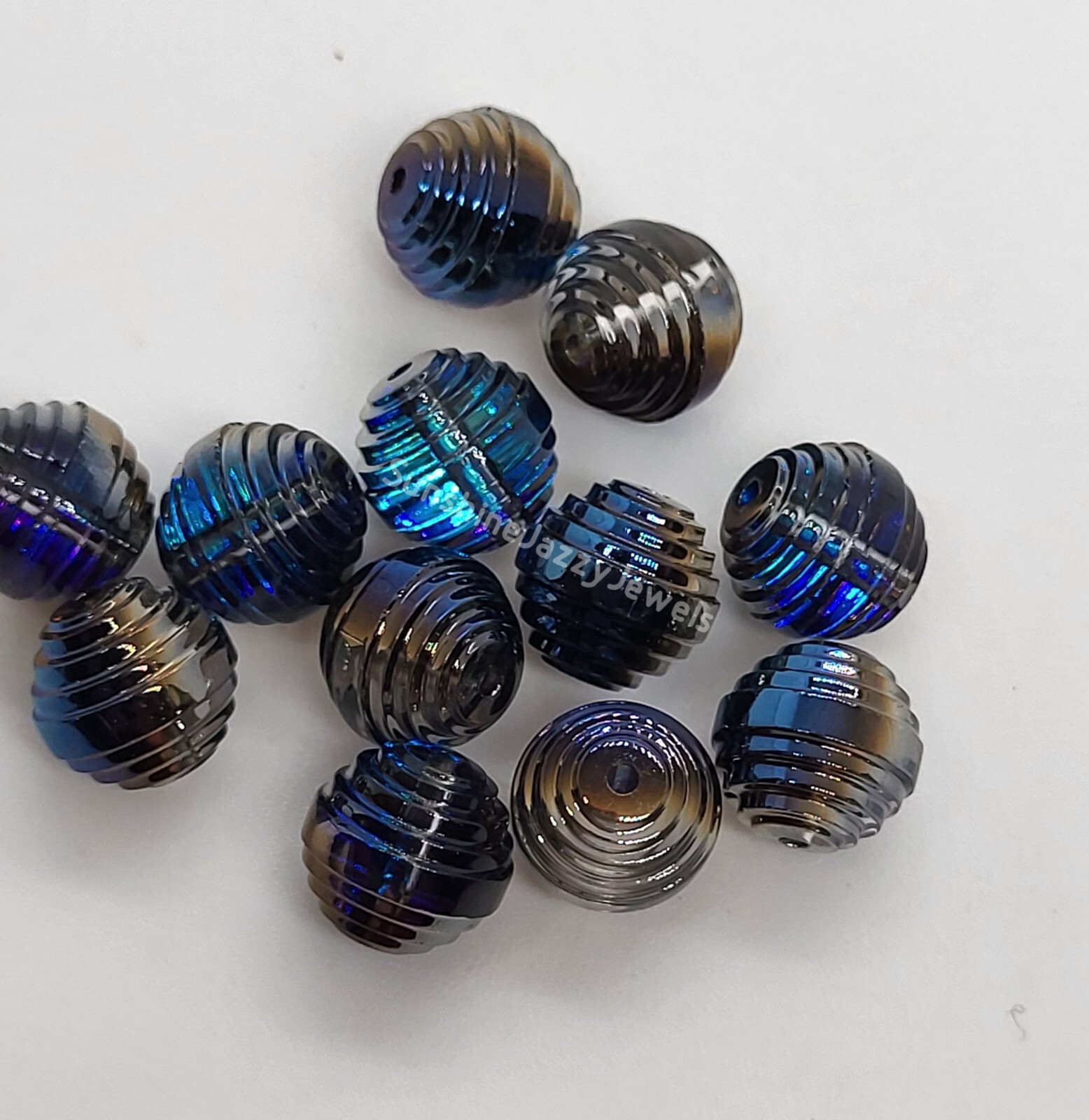 6pc Swarovski Crystal Bermuda Blue Art Deco Round 5030/4 Beads; 8mm, 10mm, 12mm