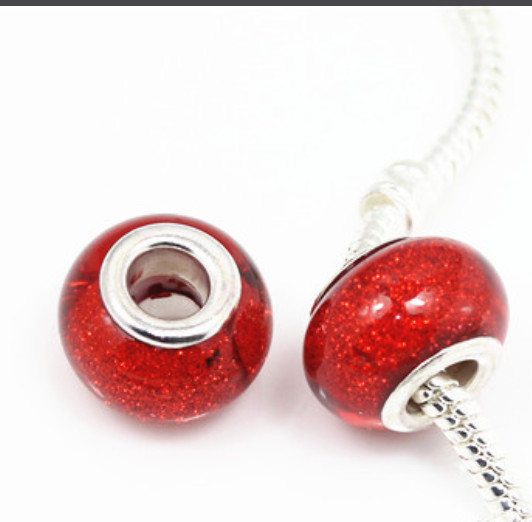 Resin glossy glitter powder large hole beads Fit Charms European Bracelet Crafts