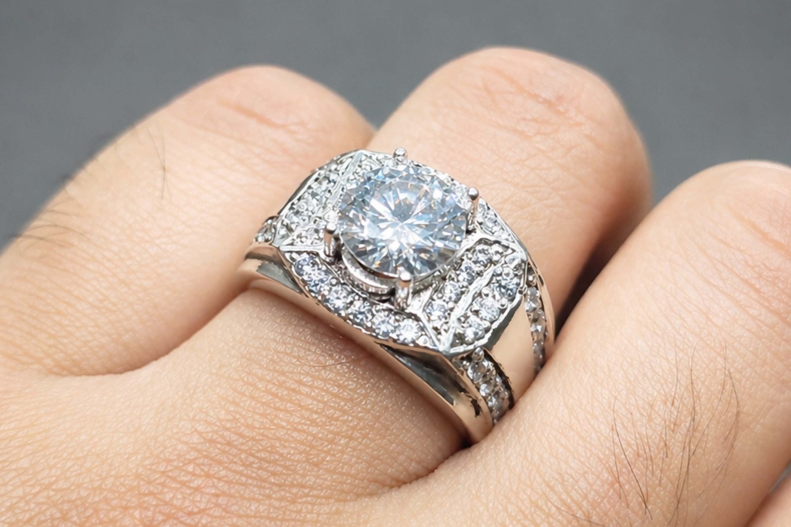 White Moissanite Diamond Sterling Silver 925 Handmade Women Elegant Channel Ring