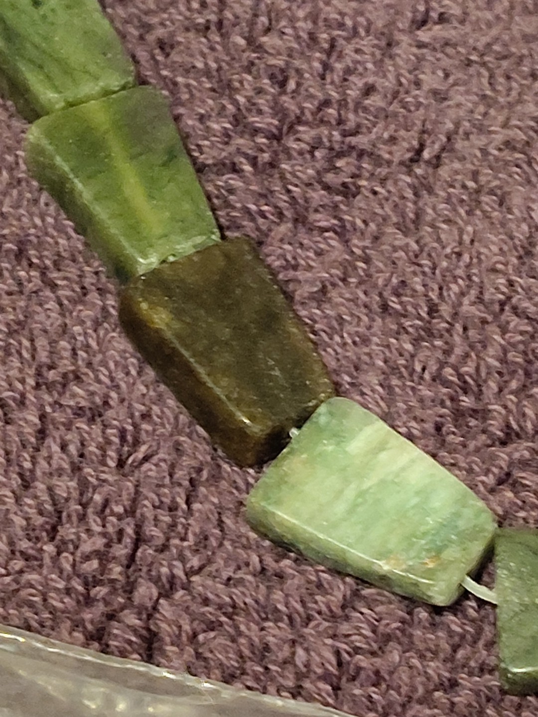 Jadeite Green Glass Beads on 15″ string Fire Mountain Gems New 22 Gem Stones