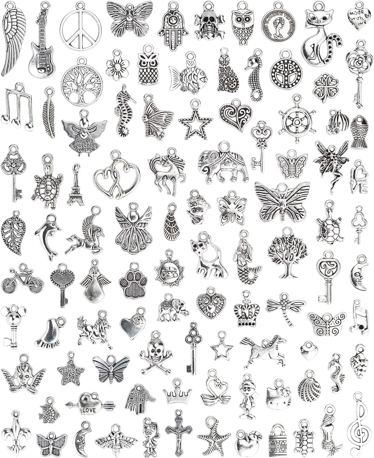 Wholesale Bulk Lots Jewelry Making Silver Charms Mixed Smooth Tibetan Silver Met