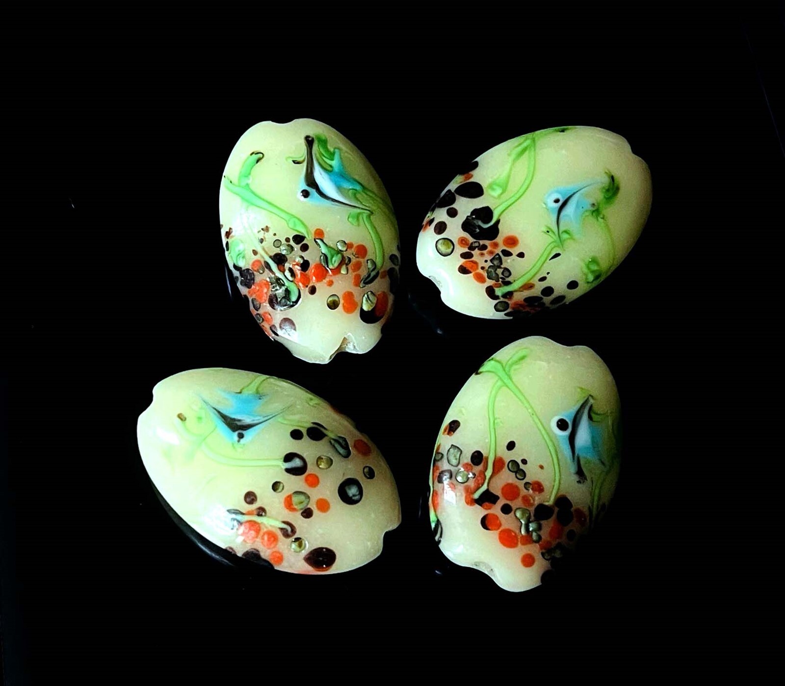 Handmade Lampwork “Underwater” Pendant Oval Beads (1 pc)