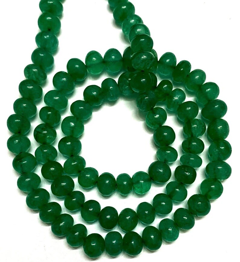 AAA+ Natural Green Barrel Smooth Rondelle Beads 6-7 mm Green Barrel Gemstone