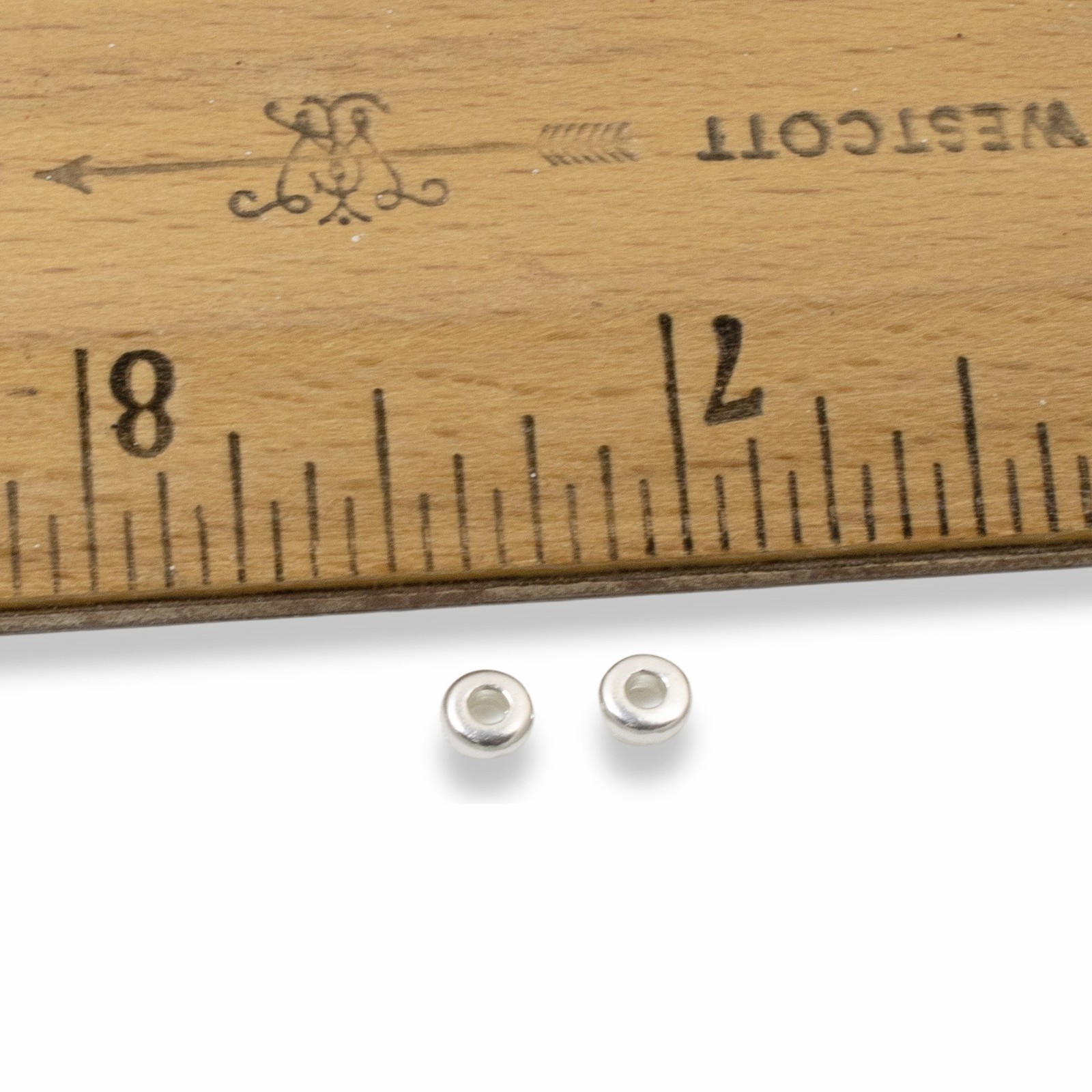 50 Bright Silver 4mm Disk Beads, Tiny Beads for Contemporary Jewelry Designs