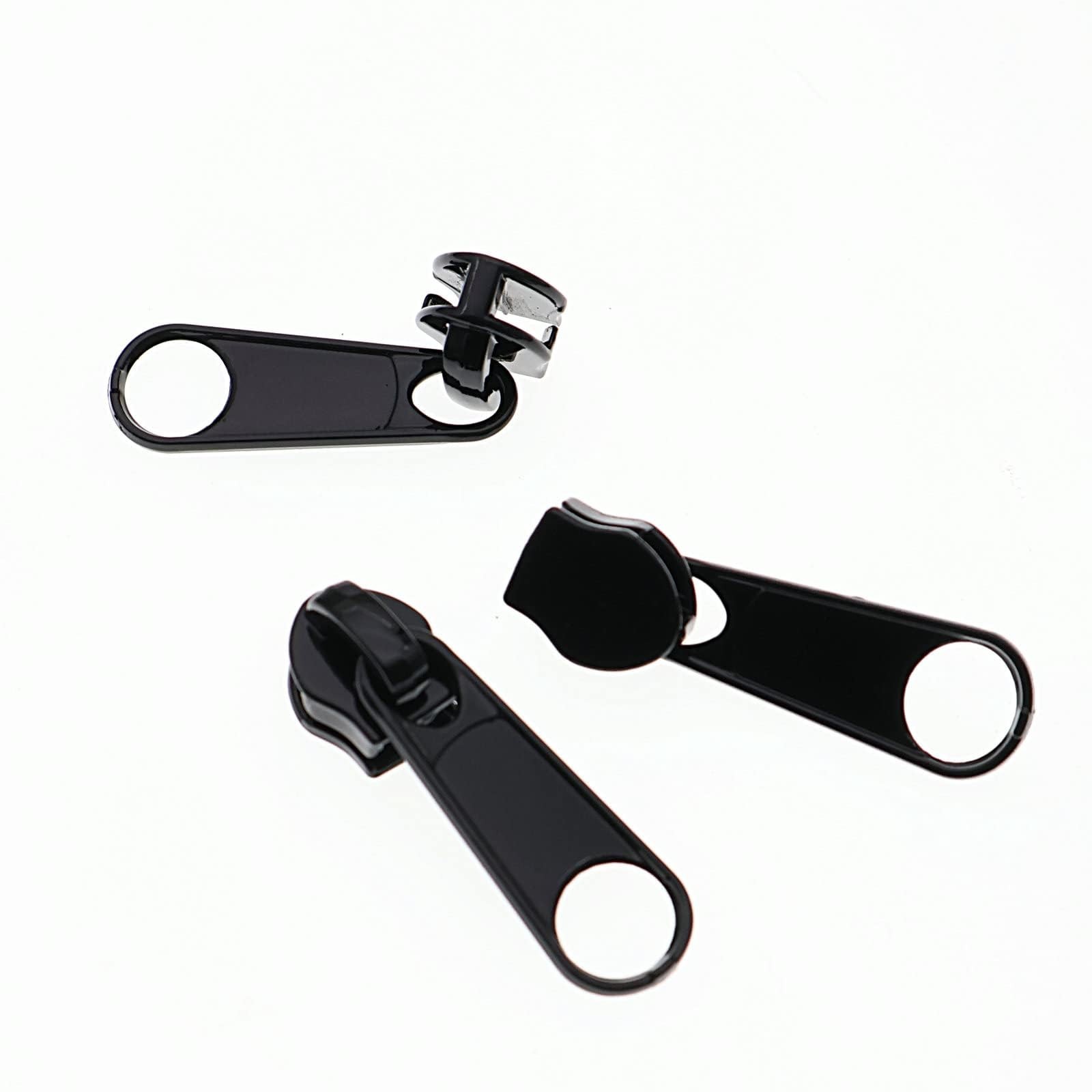 50PCS Black Metal Zipper Sliders #3 Nylon Coil Pulls for Bags Jackets