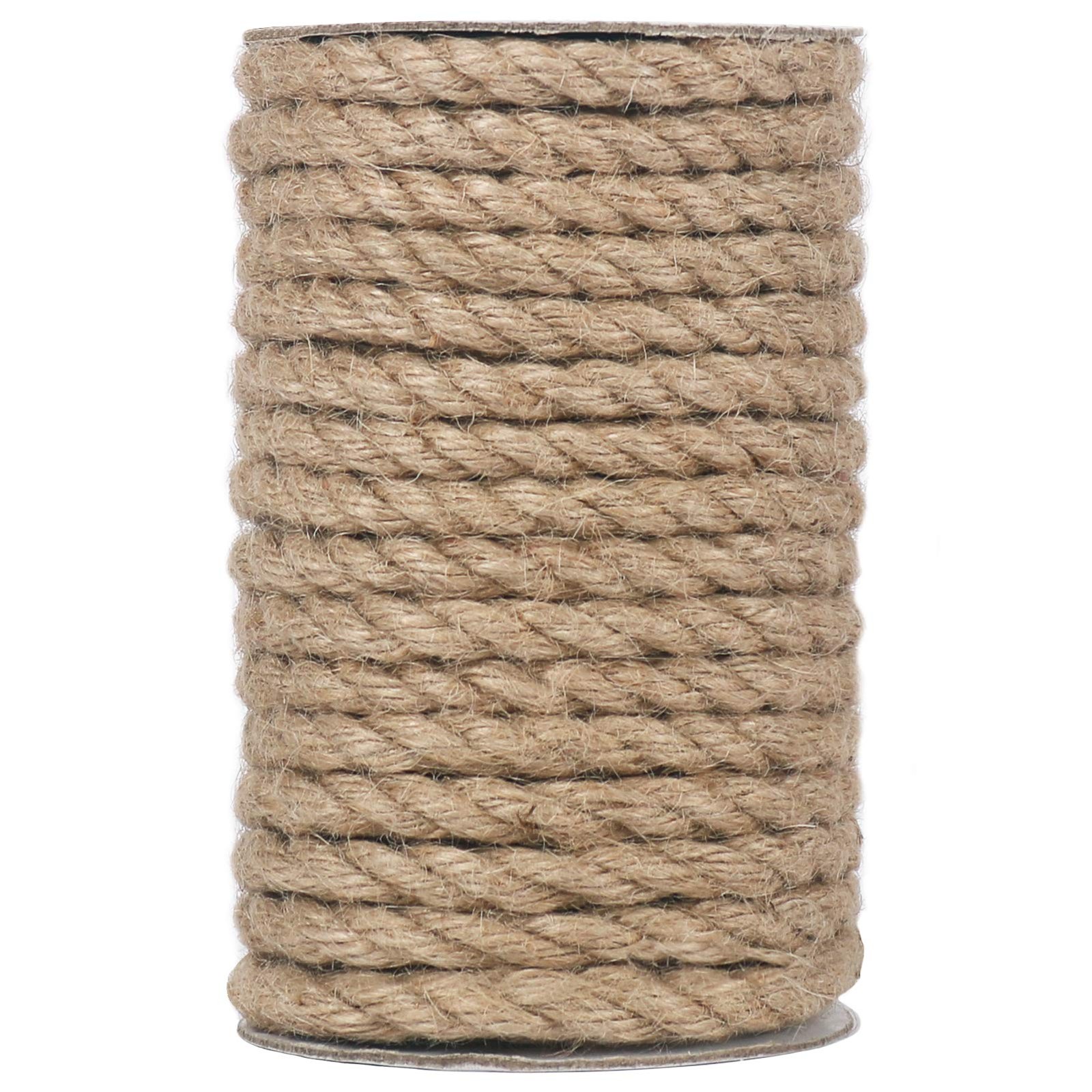 Vivifying Jute Rope, 50 Feet 8mm Natural Heavy Duty Twine for Crafts, Cat Scr…