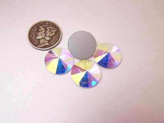 Crystal AB F 14mm Vintage Swarovski 2006 Flatback Rivoli Stone (1 piece)