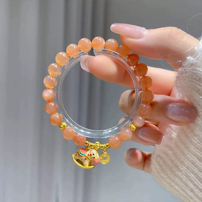 Chinese Zodiac Horse Bracelet for Women, Lucky Gemstone Beaded Bracelet wit – 02