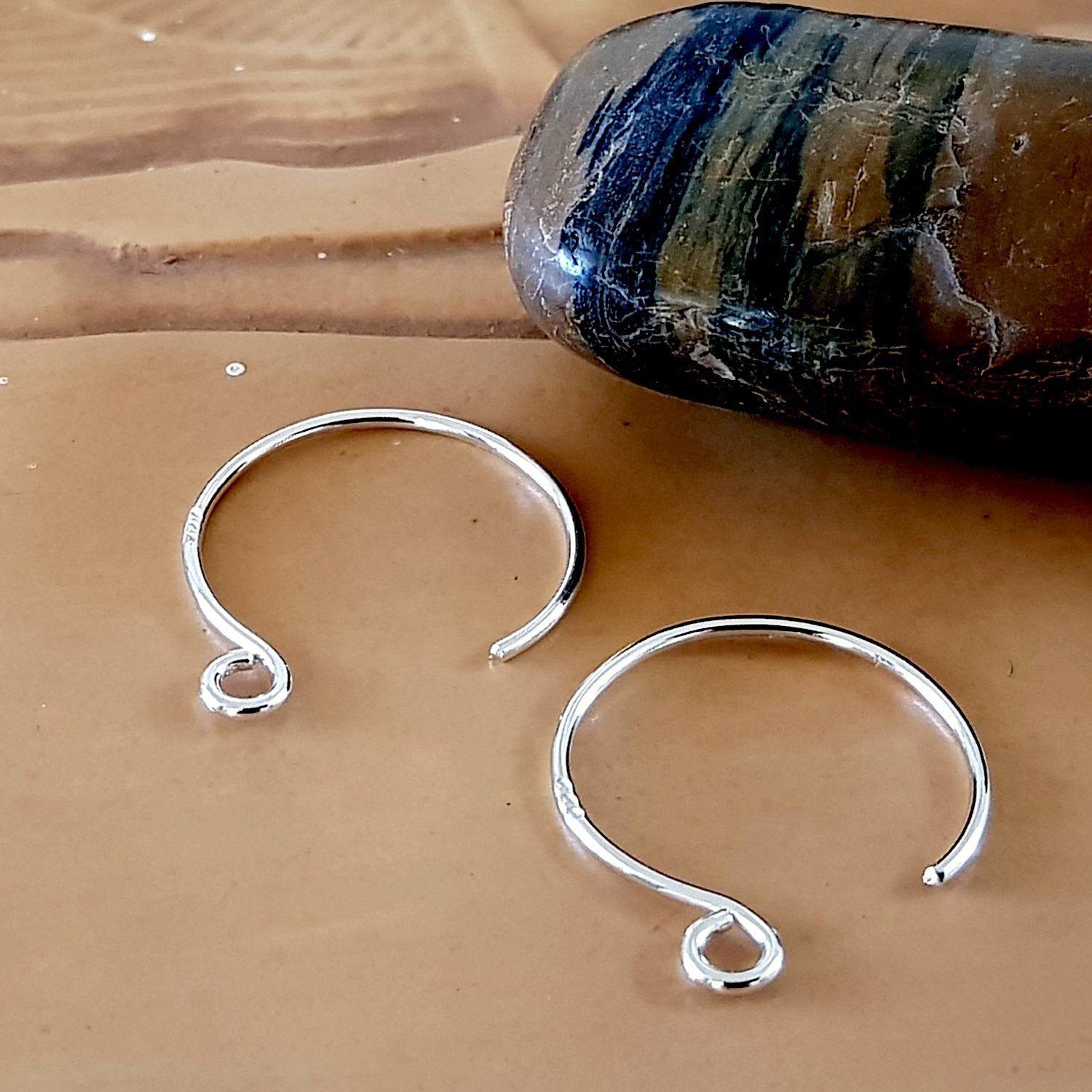 Fine Silver 999 Ear Wire Hooks 1 Pair Circle 2 cm | Jewellery Making Supply