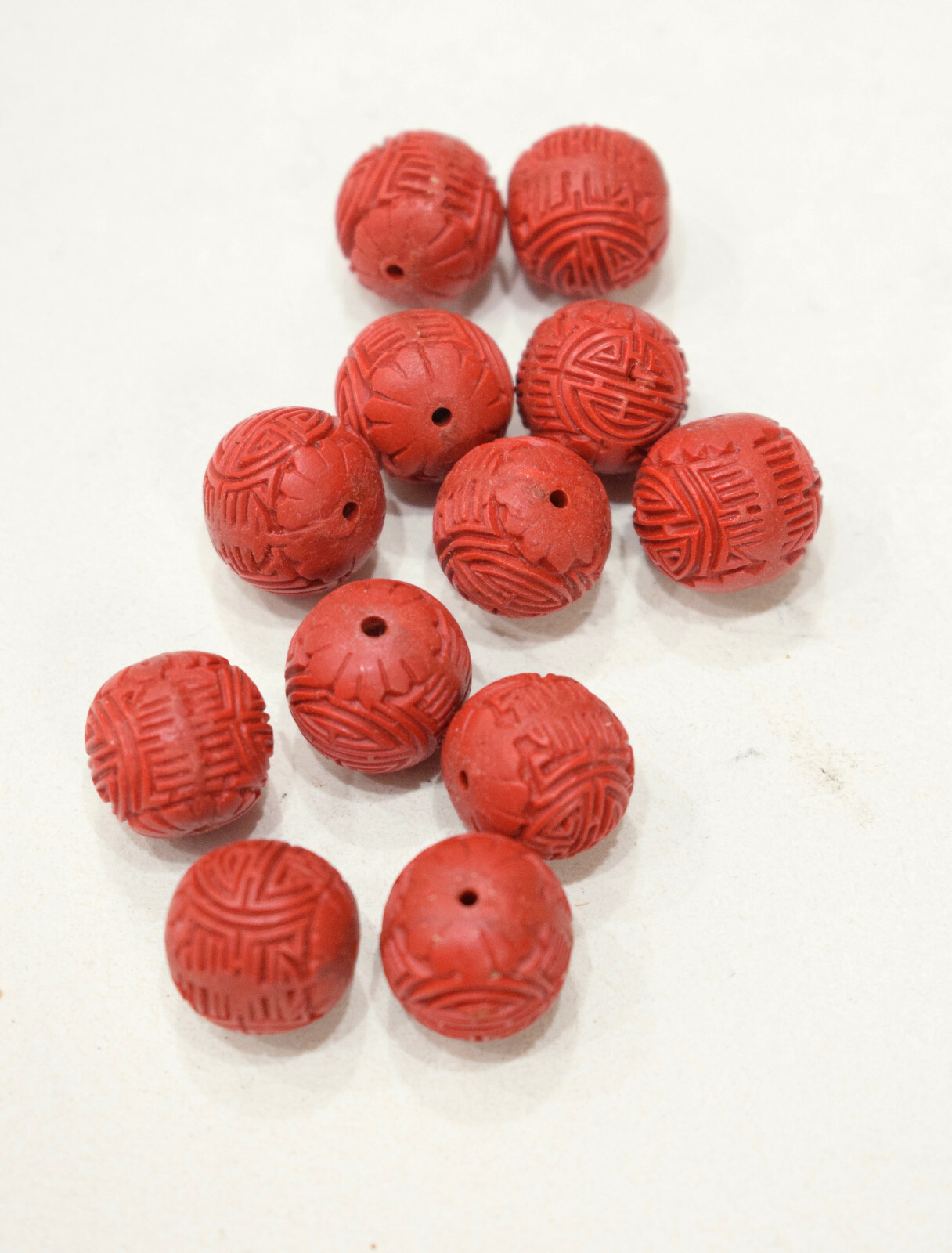 Beads Chinese Red Cinnabar Lacquered Round Beads 15mm