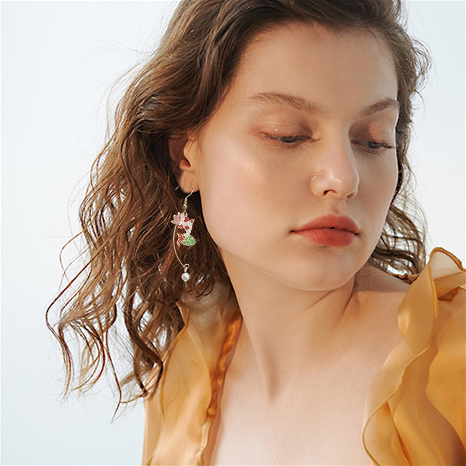 Chinese Style Fan Earrings Cute Handmade Retro Ethnic Hollow Asymmetric Sec – 01