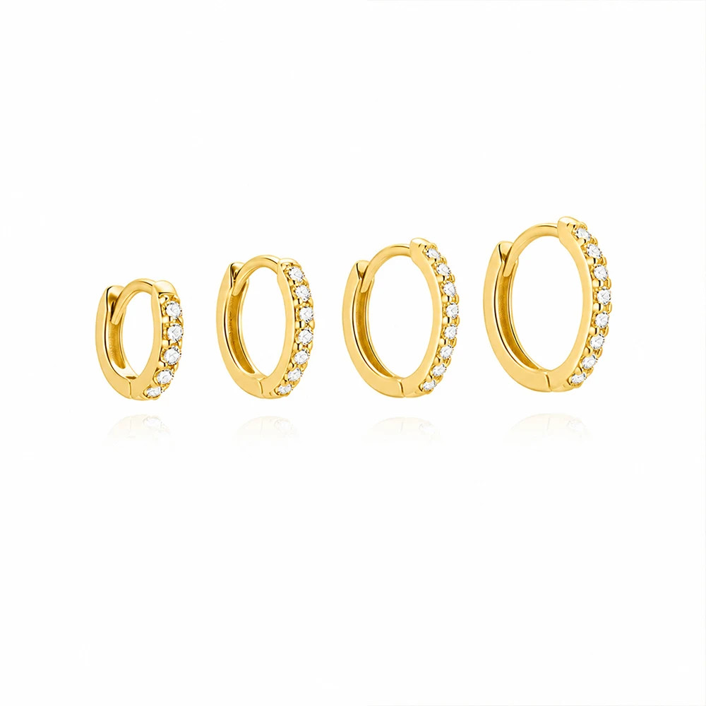 925 Silver Moissanite Hoop Earrings Rhodium Plated 6mm 7mm 8mm 9mm