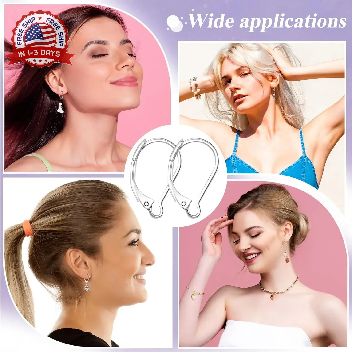 30 Pcs Leverback Earring Hooks, Stainless Steel Clasp Hoop, Hypoallergenic Dangl