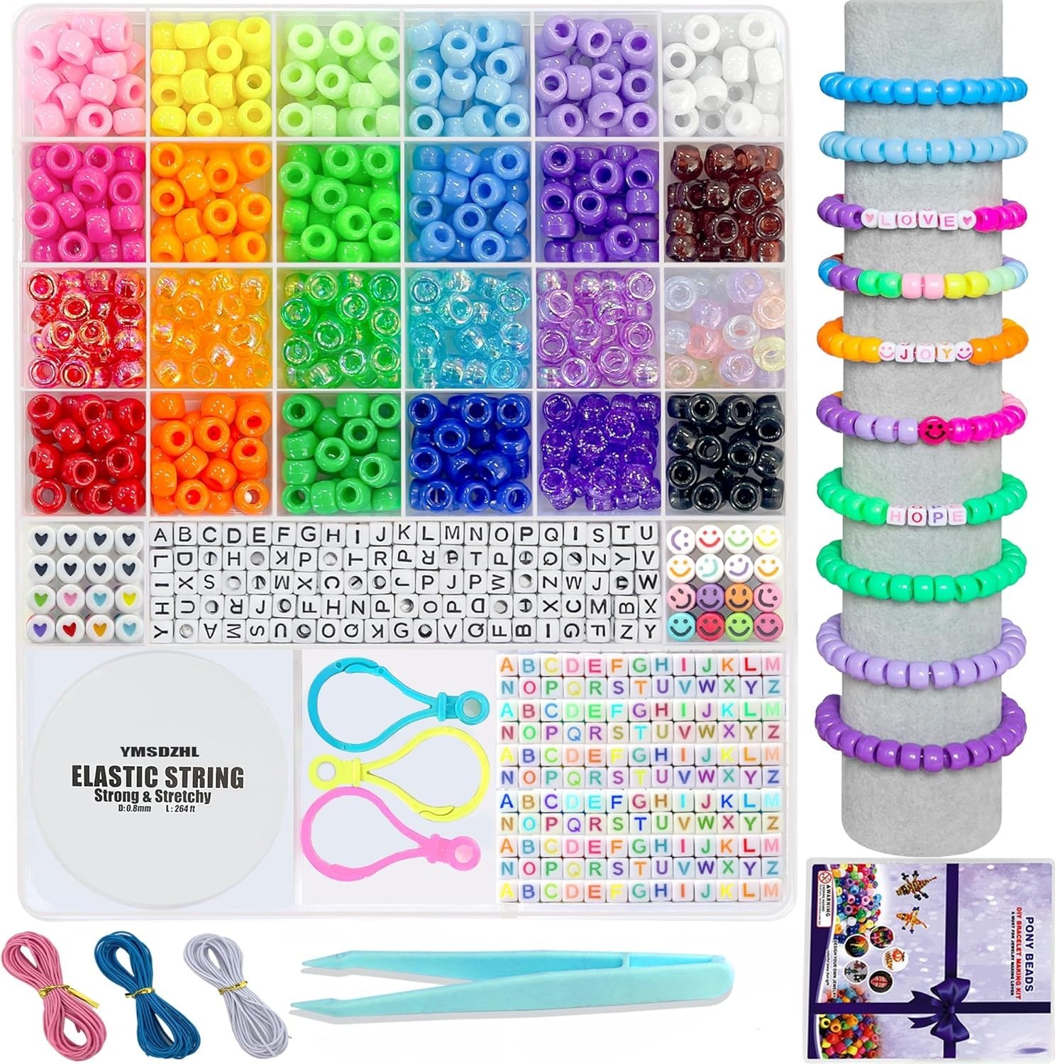 1000PCS Bracelet Making Kit, Friendship Jewelry Necklace Bracelet kit 24 Colo…