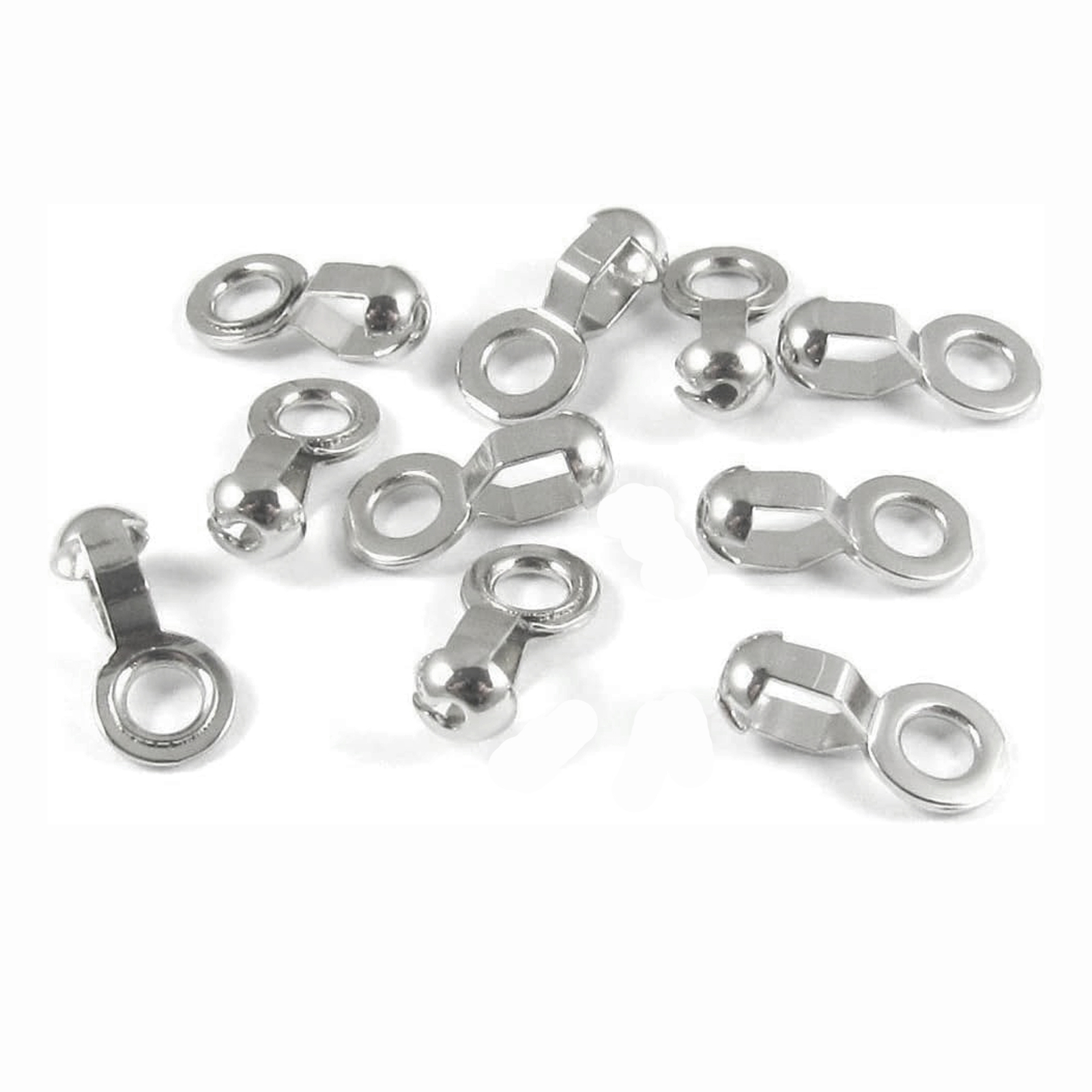 10 Nickel Plated Brass #6 Ball Chain Loop Connectors, Silver “A” Coupling