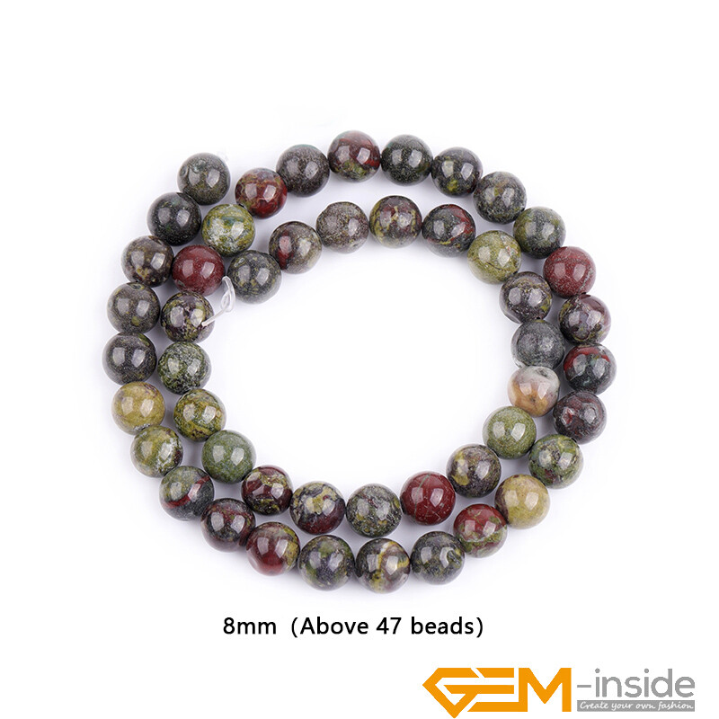 Natural African Dragon Bloodstone Jasper Gemstone Round Loose Spacer Beads 15″