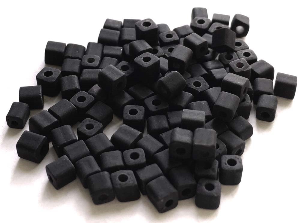 4mm Japanese Seed Glass Cube Beads – Matte Black Jet 15g