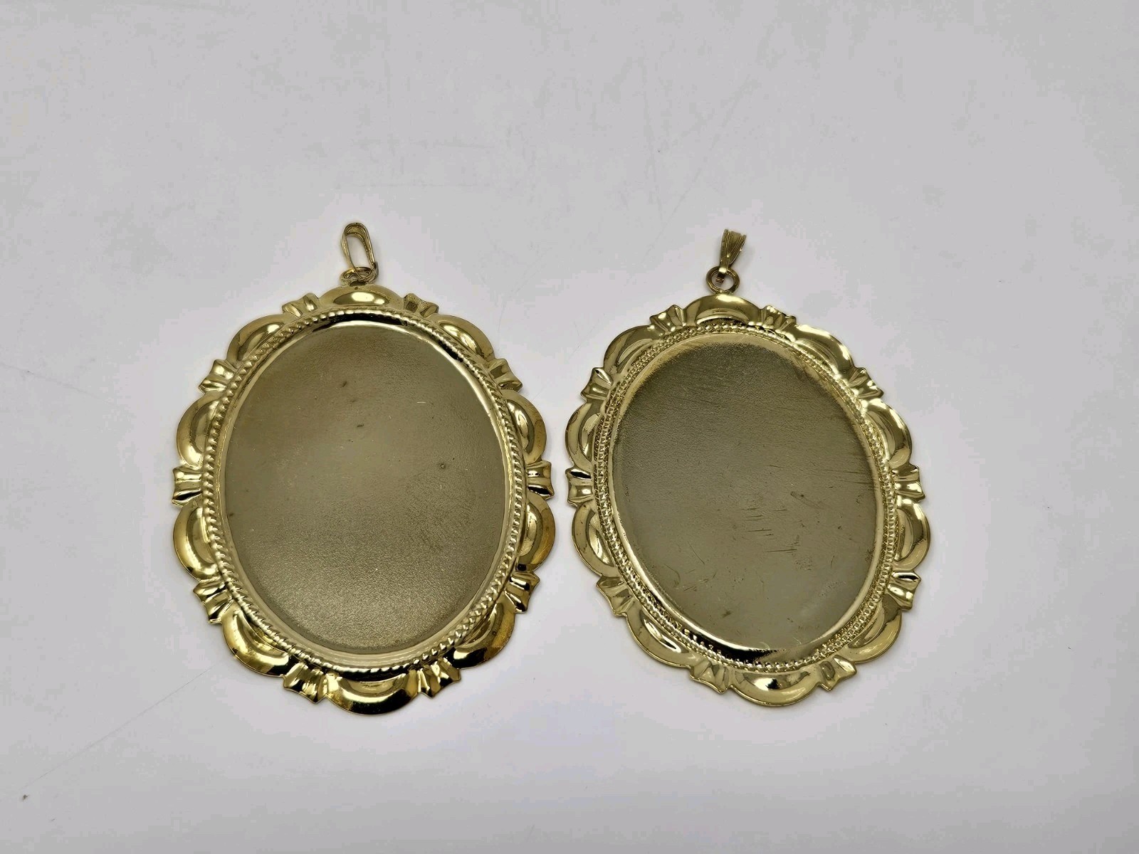 12 pcs Gold Oval Frame Victorian Settings Craft Jewelry Necklace Charms Cameos