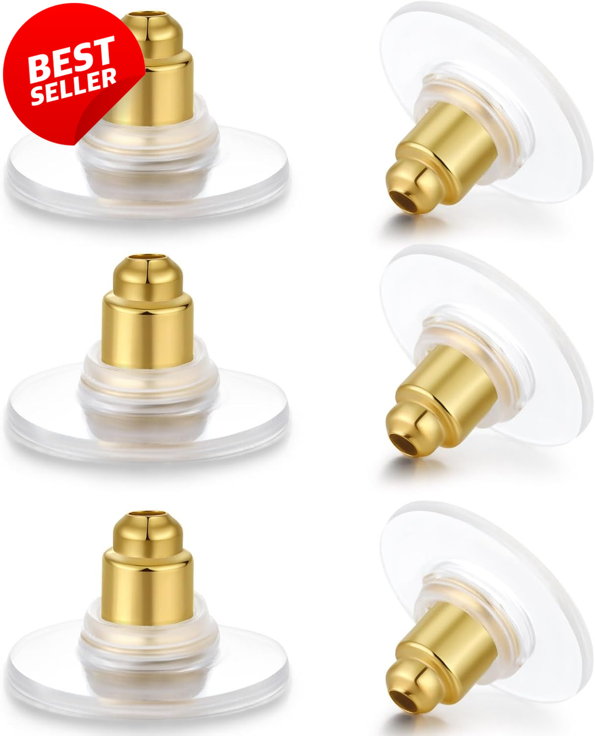 100pcs Gold Fishhook Earring Backs Bullet Clutch for Studs & Hoops – US