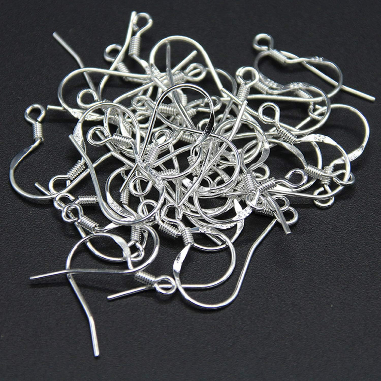 100 Pcs / 50 Pairs 925 Sterling Silver Earring Hooks, Hook Ear Wires with 100 Pc
