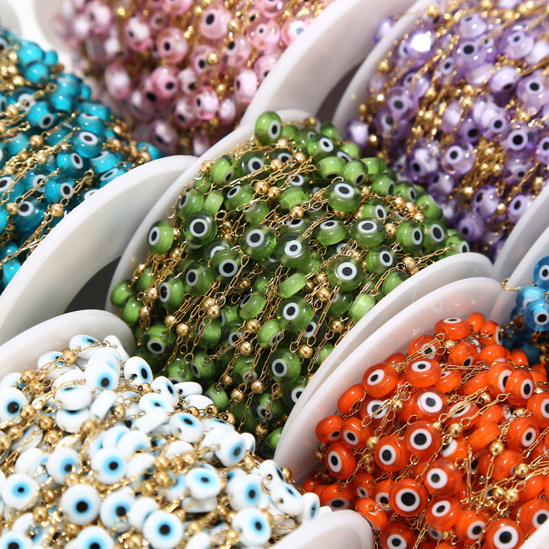 1Meter Stainless Steel Chain Eyes Beads Beaded Chain for Necklace Jewelry Making
