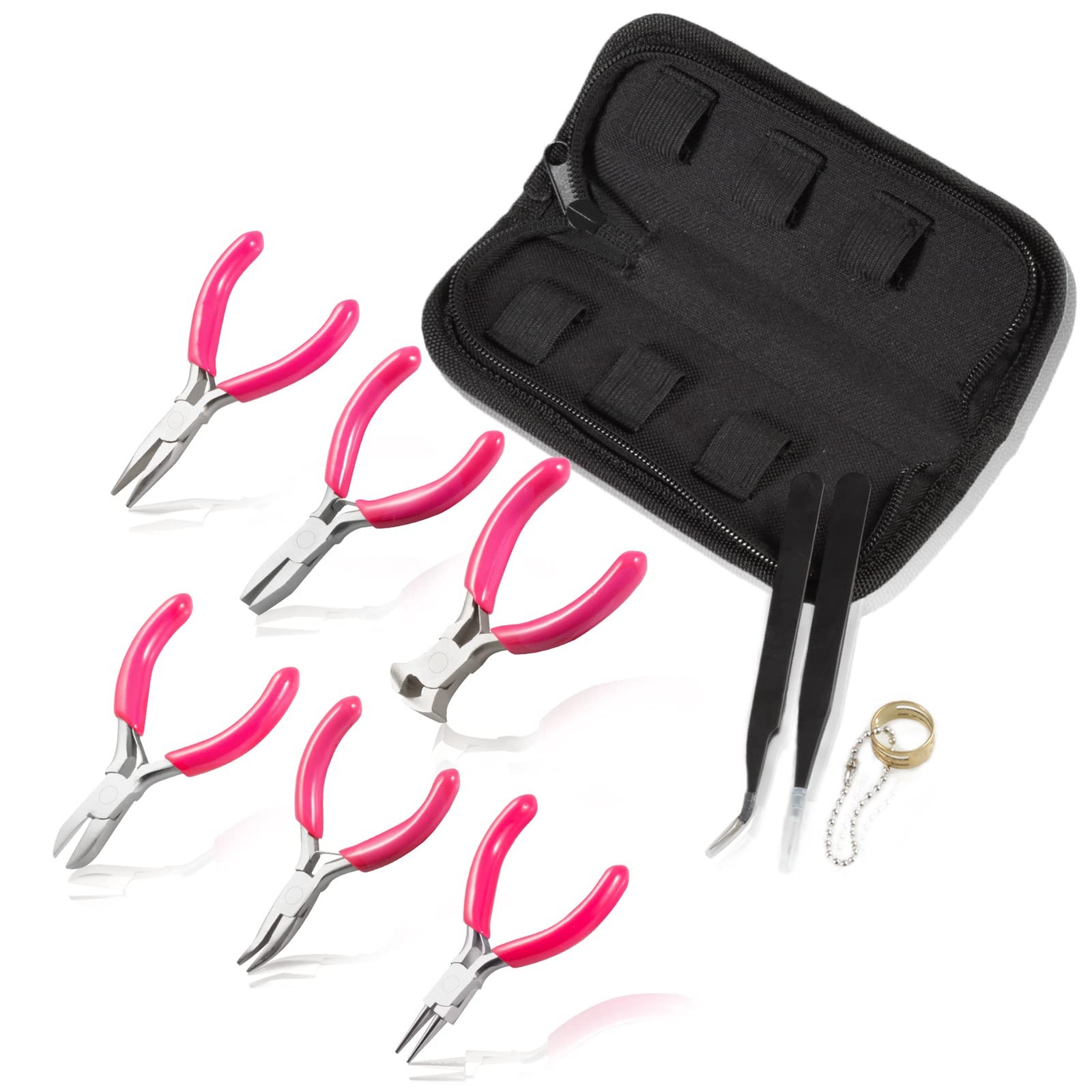 6PCS Mini Jewelry Pliers Set, 3 Inches Pliers Set with Long Nose Pliers Bent …