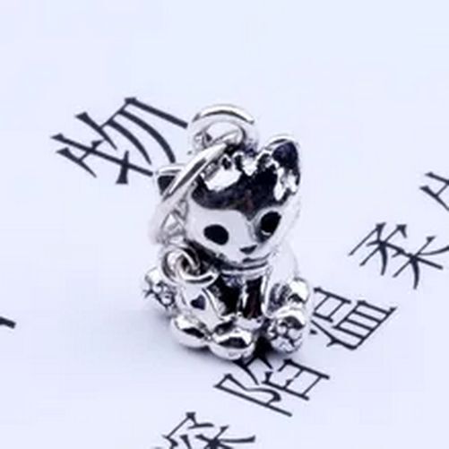 Puppy Cat Dangle Charm-925 Sterling Silver Charms Fit Bracelet Bangle DIY Jewelr