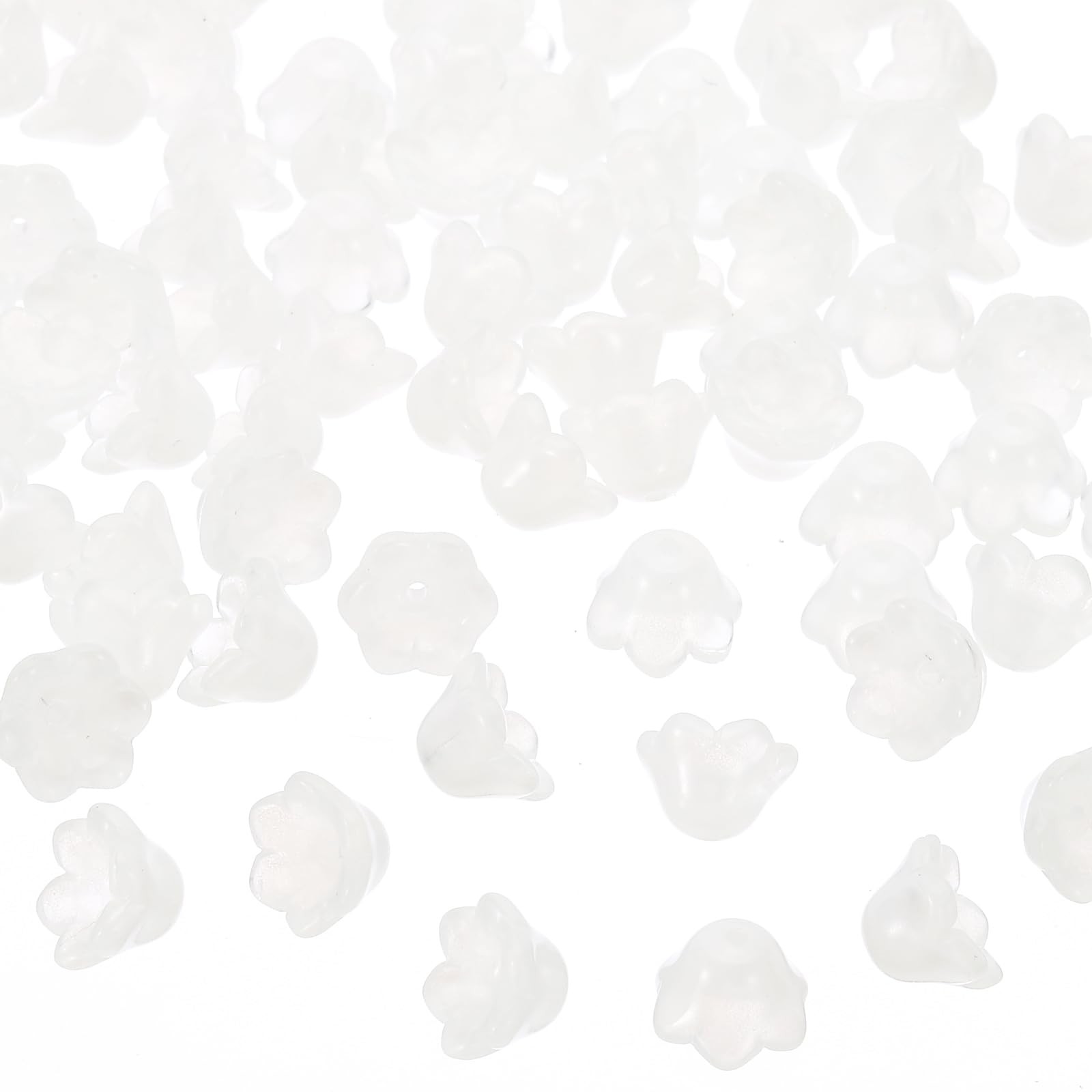 Glass Trumpet Flower Beads, 200 Pcs Gradient Flower Bead Charm for Jewelry Ma…