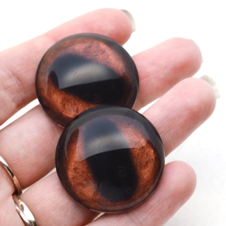 Pair Elk Inspired Animal Glass Eyes Jewelry Dolls Taxidermy Flatback Cabochons