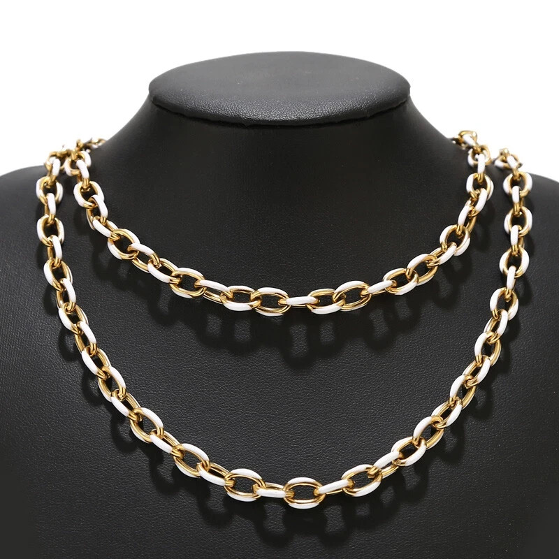 1meter Stainless Steel Round Links Enamel Chains for DIY Jewelry Making 8x11mm