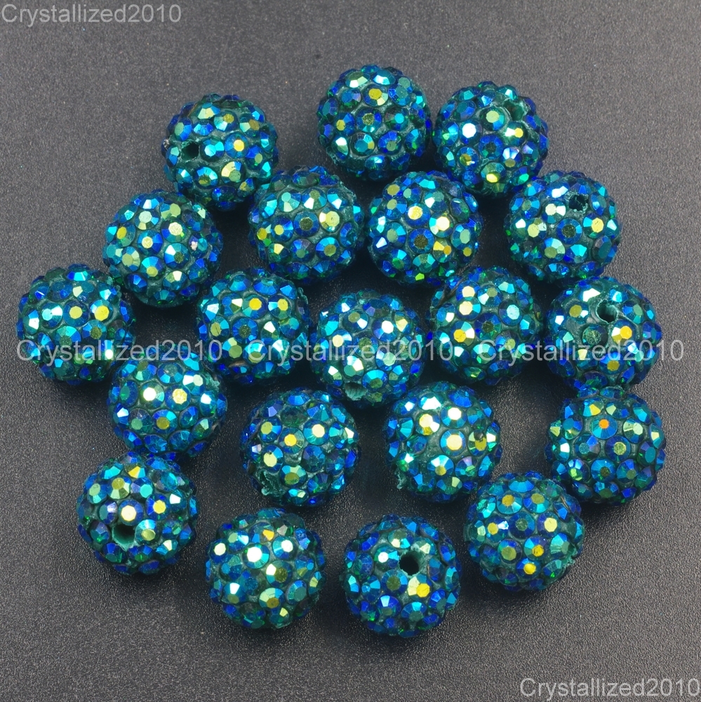 20Pcs Quality Czech Crystal Rhinestones Pave Clay Round Disco Ball Spacer Beads