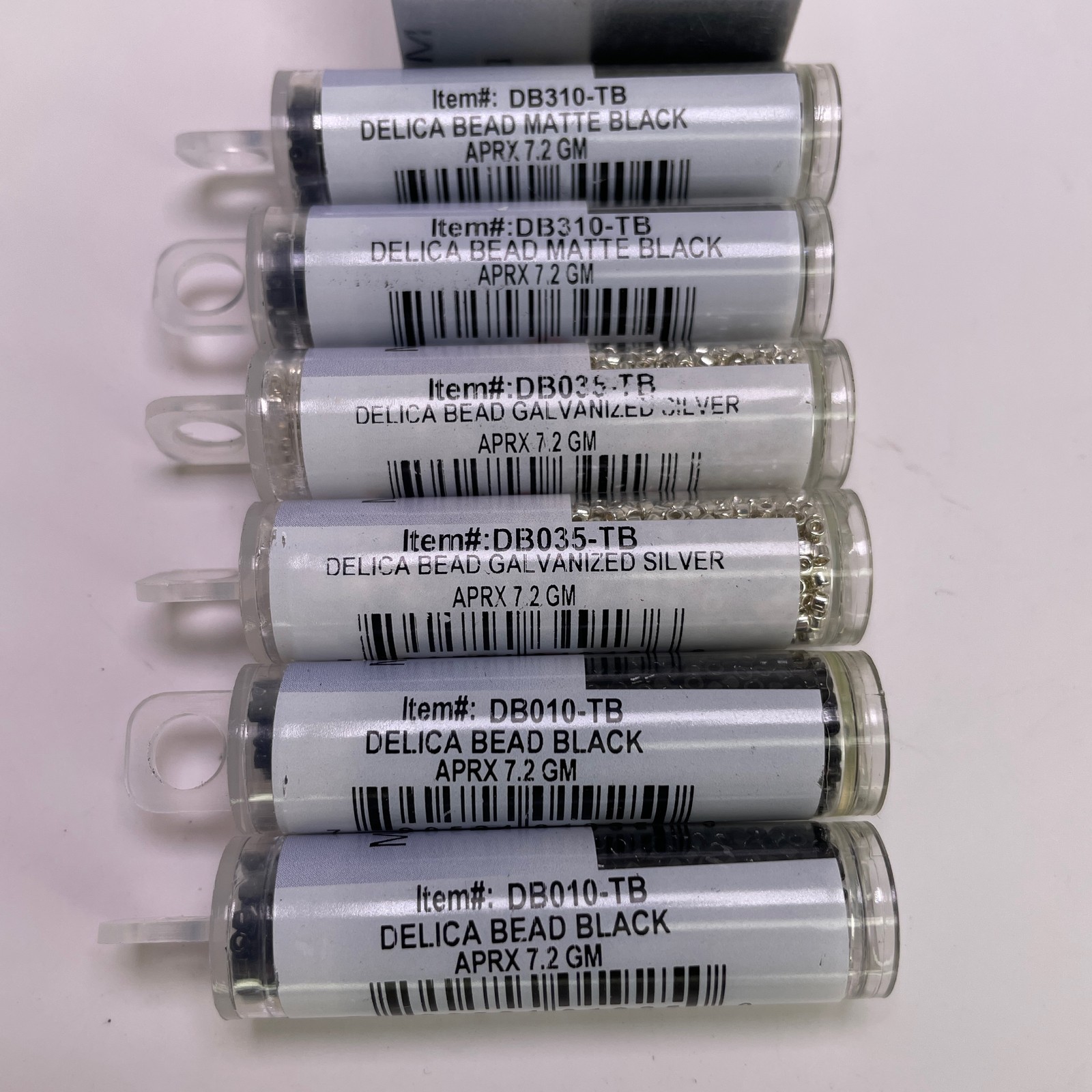 Miyuki Delica 11/0 Seed Bead Lot 6 Tubes 7.2g Matte Black Silver DB310 DB035