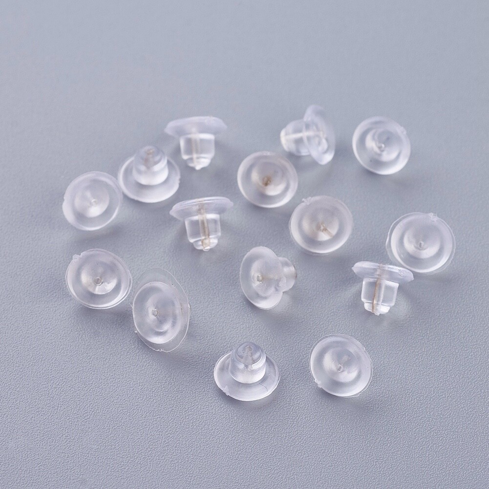 500 Silicone Earring Back Stoppers, Bullet Style, 5x7mm, Hole 0.3mm