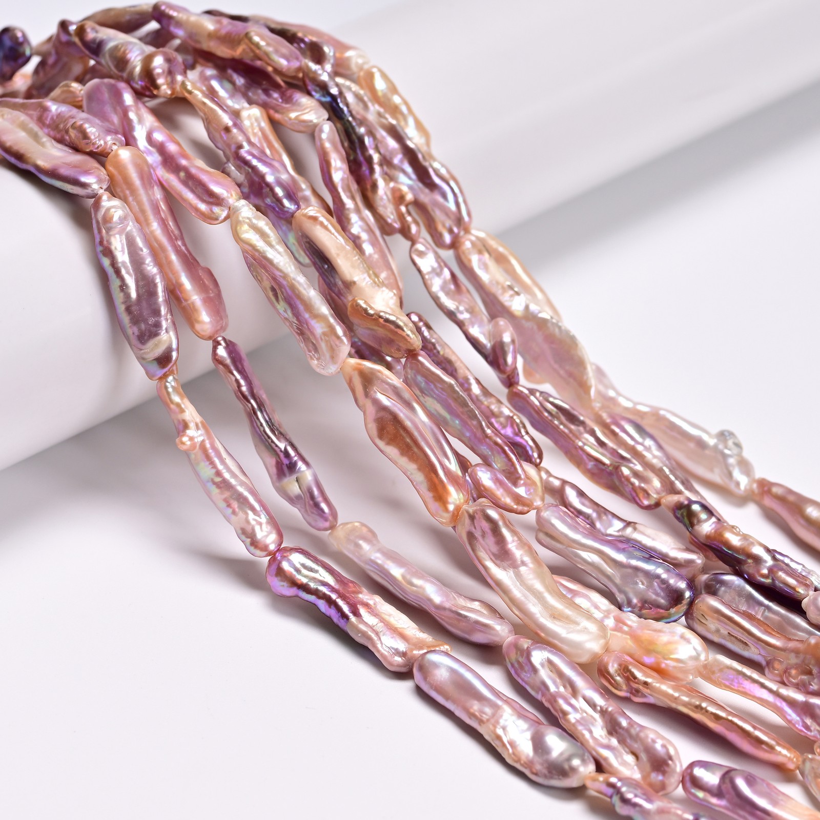 Purple Fresh Water Pearl Side Drill Long Stick Shape Beads 6-10×25-32mm 16”Strd