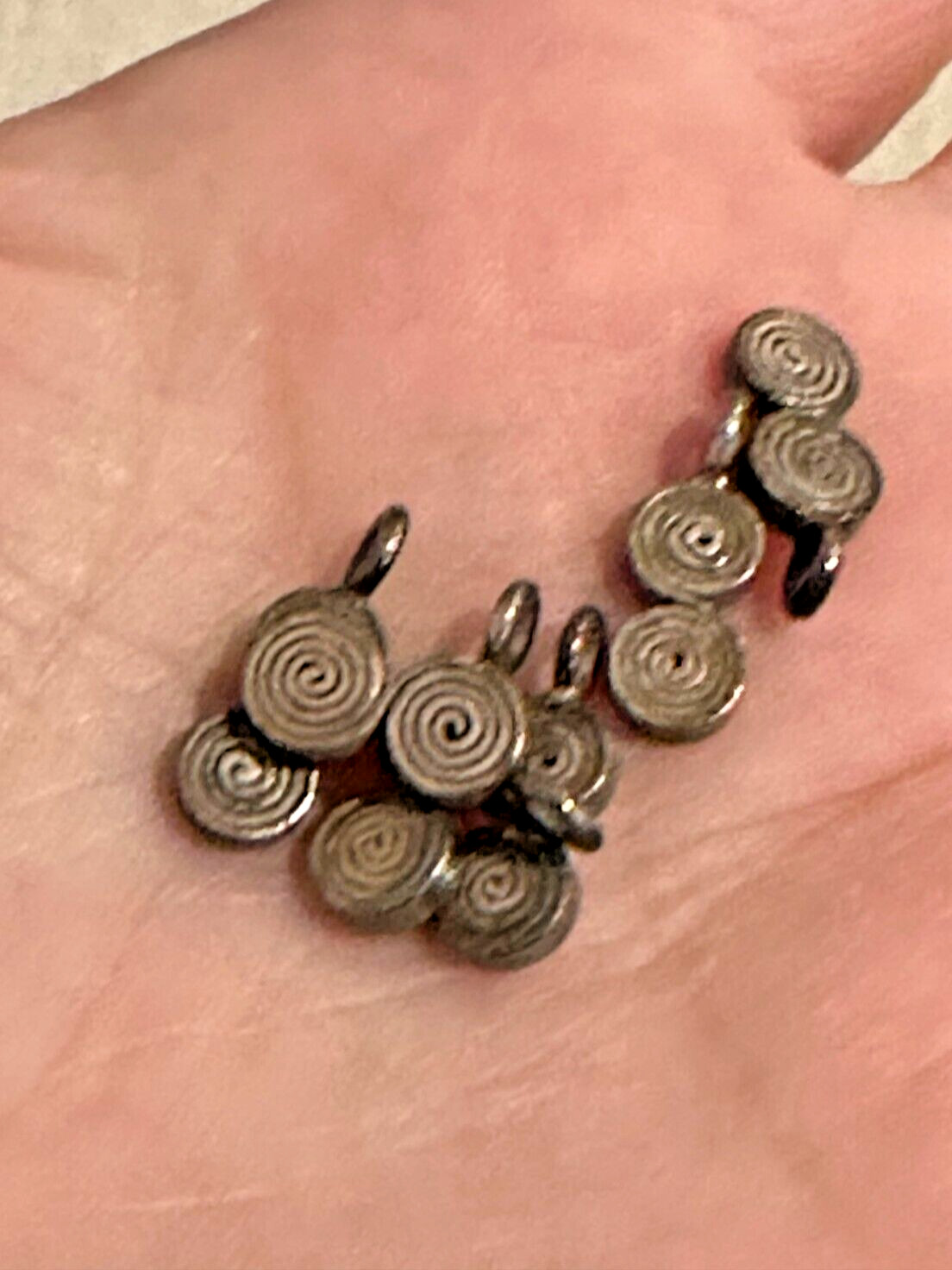 Thai Karen Hill Tribe Silver Small Double Two Spiral Bead Charm Artisan