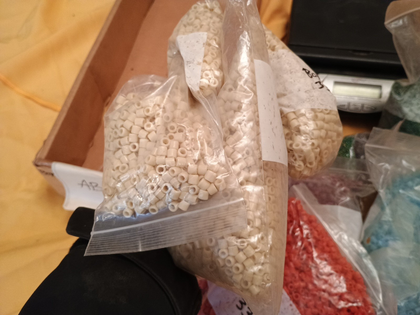 Vintage Fire Mountain Seed Beads Bags Plastics 10/0 11/0 12/0 Box Ab Seeds Mixed