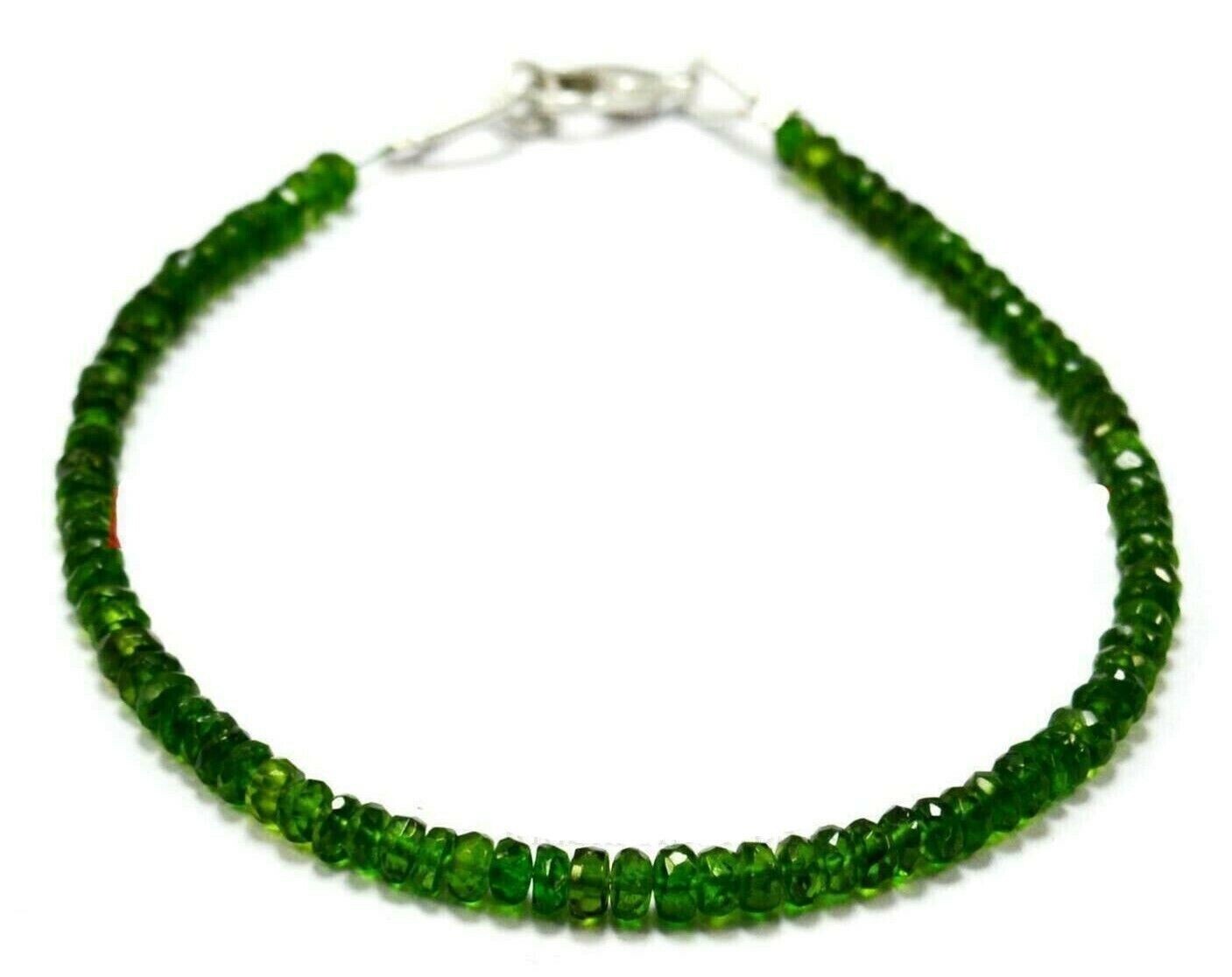 7″inch Bracelet AAA Natural Chrome Diopside Rondelle Faceted 4-4.5mm Loose Beads