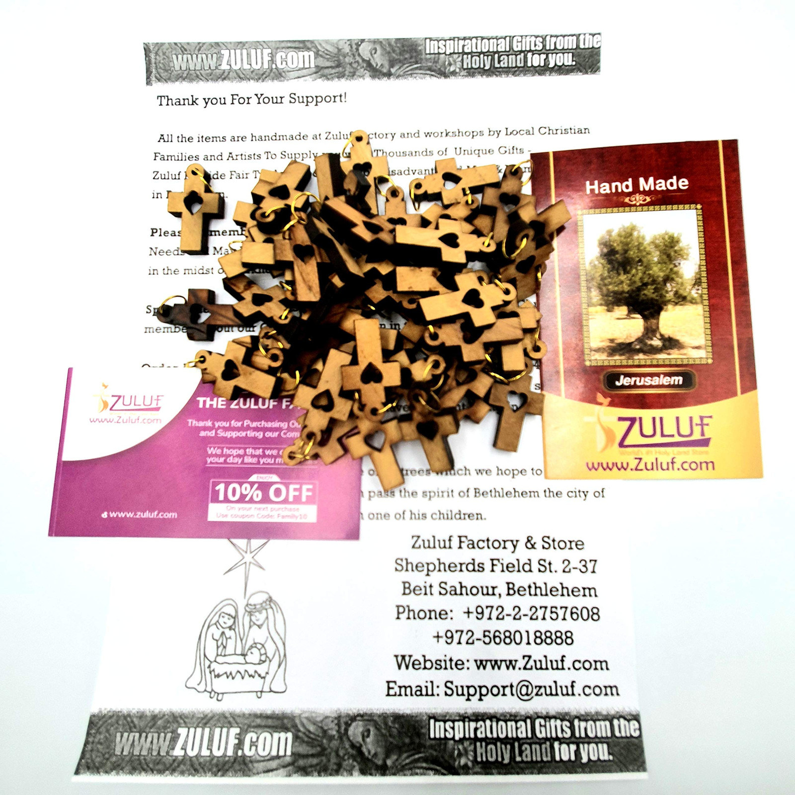 Olive Wood Crosses, Holy Land Crosses, Small Olive Wood Necklace Crosses 50 P…