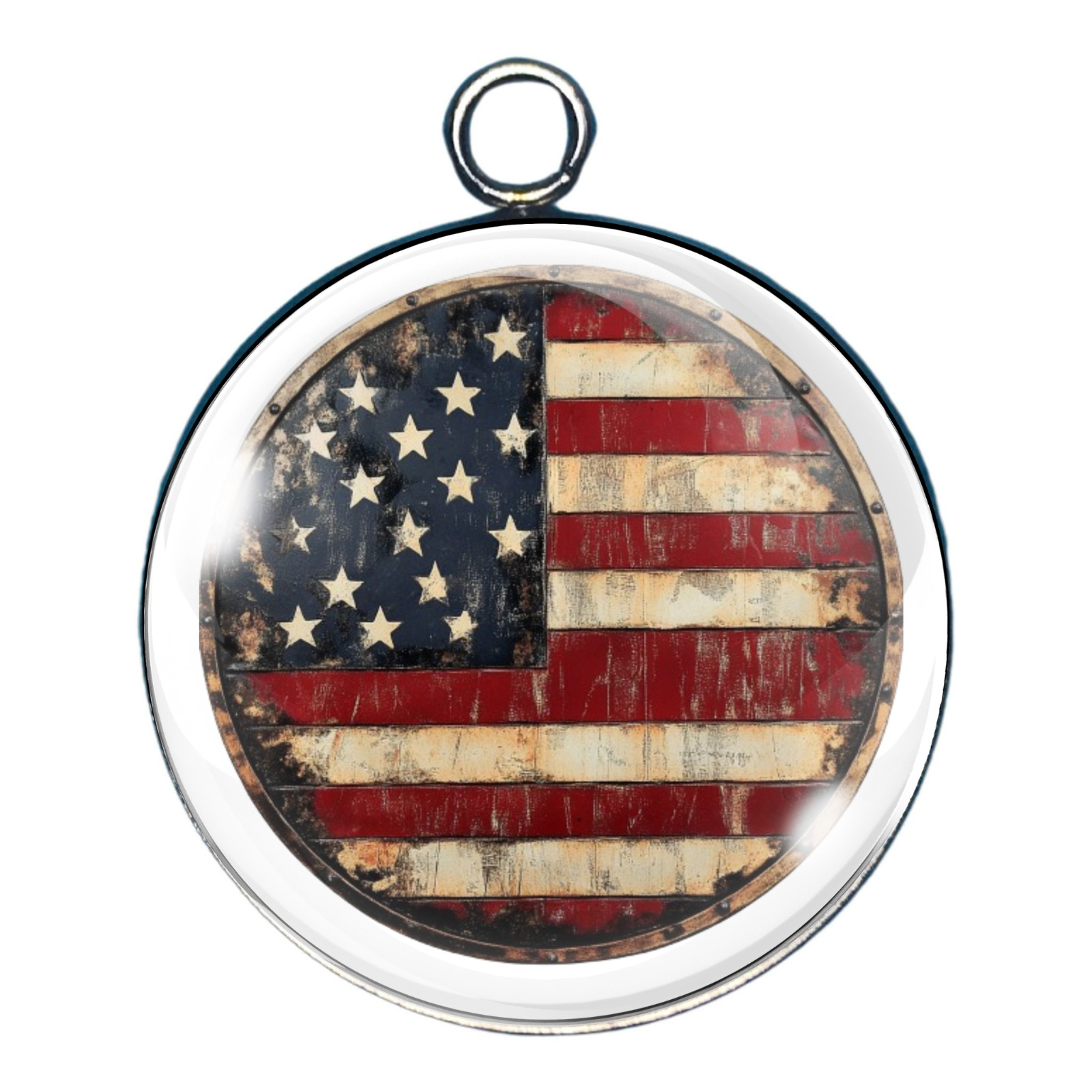 Rustic American Flag Glass Cabochon Charms, Vintage Flag Pendants, DIY Charms