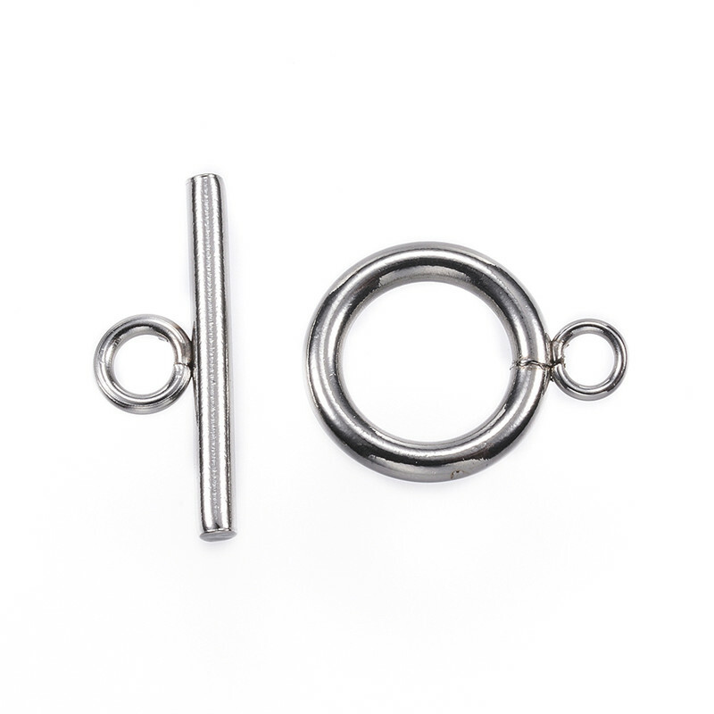 100 Sets Stainless Steel Toggle Clasps Steel Color Ring 16x12x2mm Bar 18x7x2mm