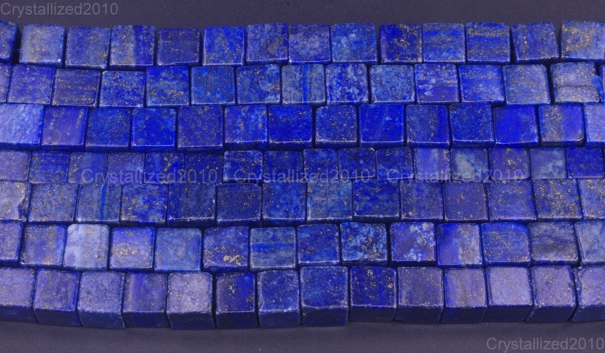 Natural Lapis Lazuli Gemstone Square Cube Spacer Beads 4mm 6mm 8mm 10mm 15.5″