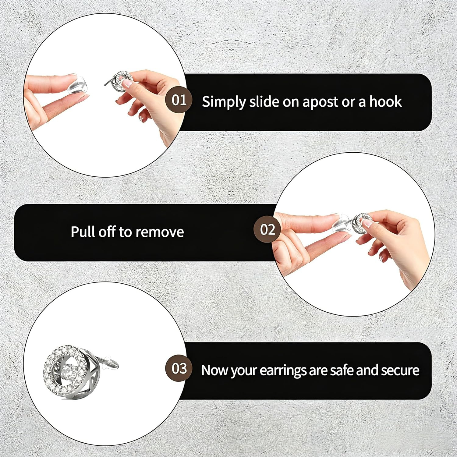 6 Styles 600Pcs Silicone Earring Backs, Clear Soft Plastic Rubber Earring Backin